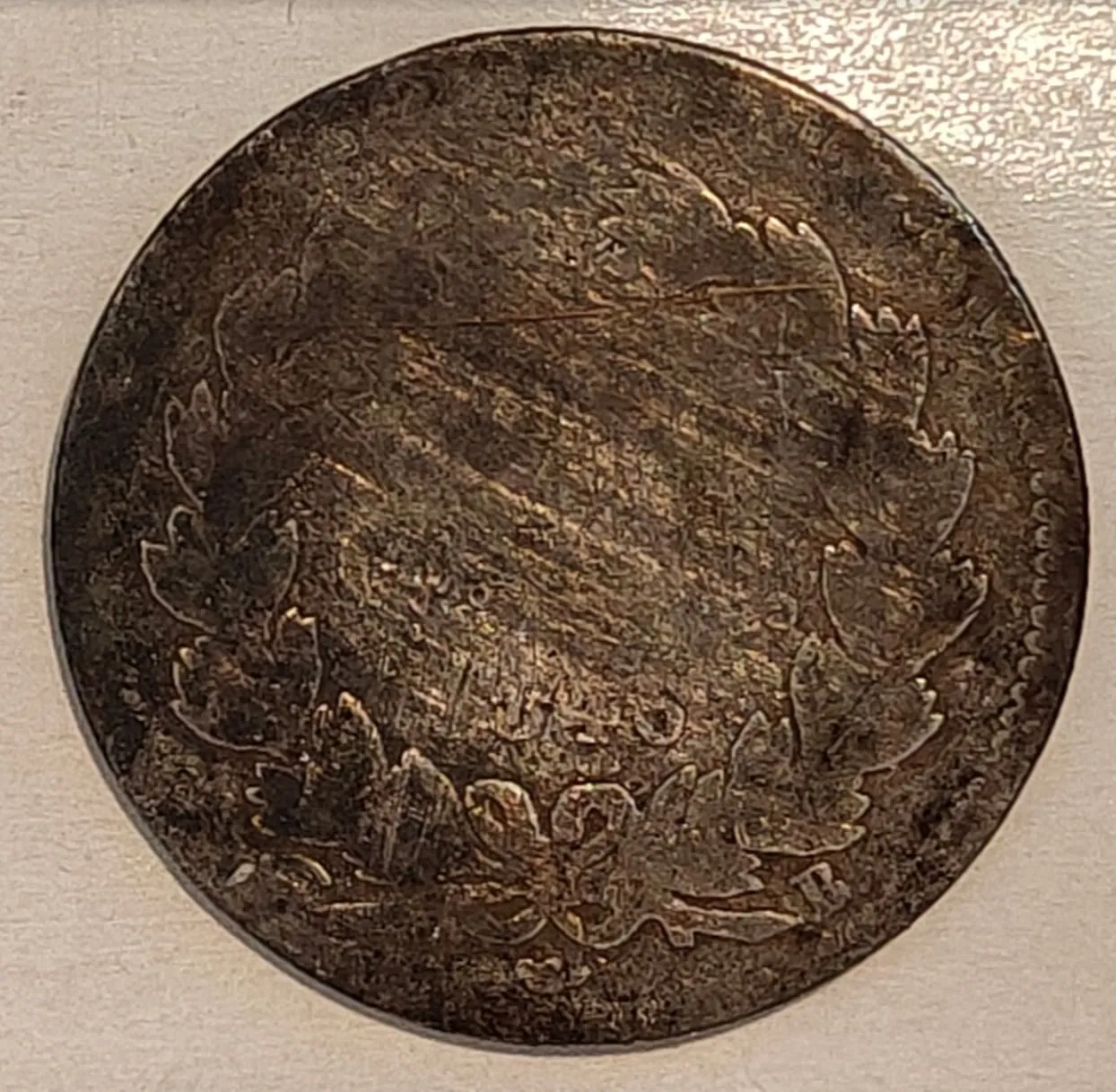 50 centimes van Louis-Philippe I, zijde met een lauwerkrans