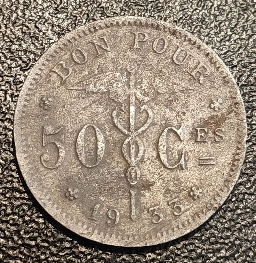 50 cent van Albert I, 1933, zijde 2 van 2